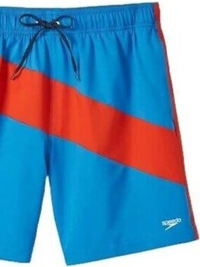 Brand New Speedo Men's 7.5" Volley Swim Trunks - Colorblock Blue, Size Medium.